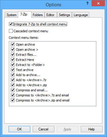 Options - Context Menu